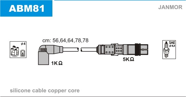 Tändkabelsats Janmor ABM81 JANMOR