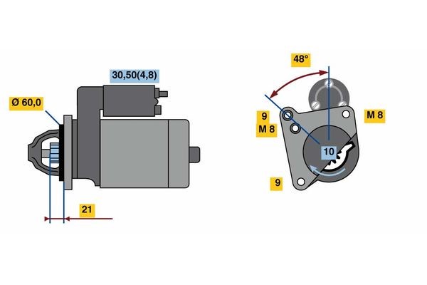 Startmotor 12V Bosch 0 001 107 110 BOSCH