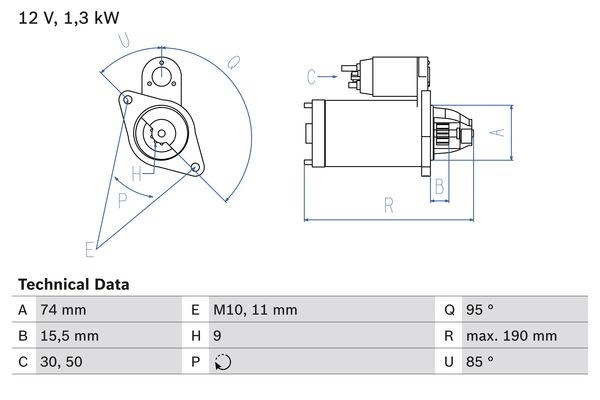 Startmotor 12V Bosch 0 986 023 260 BOSCH