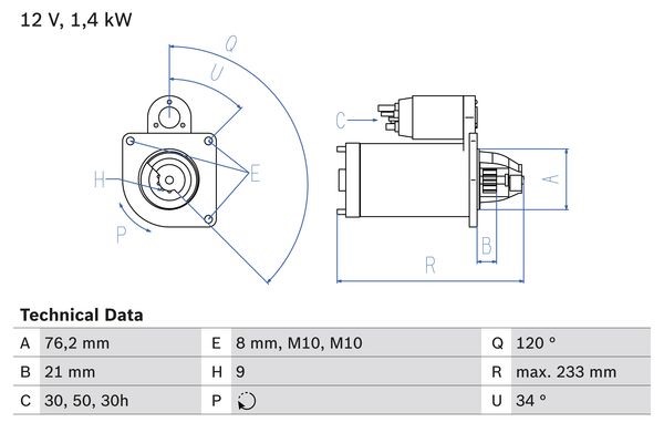 Startmotor 12V Bosch 0 986 026 220 BOSCH