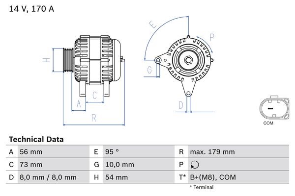 Generator 14V 170A Bosch 0 986 083 470 BOSCH