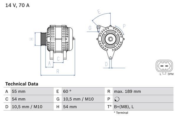 Generator 14V 70A Bosch 0 986 083 580 BOSCH
