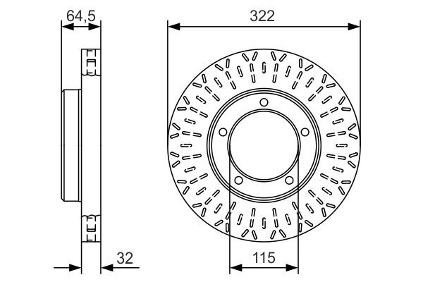 Bromsskiva Ventilerad, Framaxel Bosch 0 986 479 A64 BOSCH