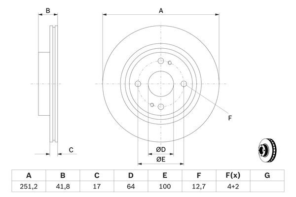 Bromsskiva Ventilerad, Framaxel Bosch 0 986 479 D68 BOSCH Bromsskiva Ventilerad, Framaxel Bosch 0 986 479 D68 BOSCH