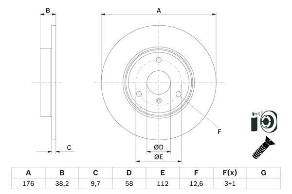 Bromsskiva Solid, Framaxel Bosch 0 986 479 E74 BOSCH
