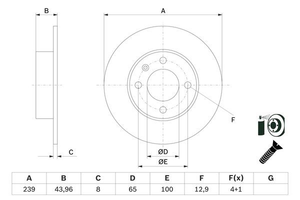 Bromsskiva Solid, Framaxel Bosch 0 986 479 V90 BOSCH