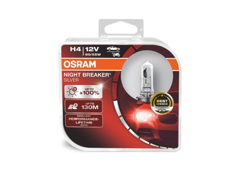 Halogenlampa  OSRAM NIGHT BREAKER SILVER H4 P43t, Fram Osram 6419 OSRAM