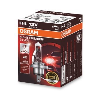 Halogenlampa  OSRAM NIGHT BREAKER SILVER H4 P43t, Fram Osram 6419 OSRAM
