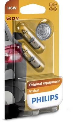 Glödlampa PHILIPS  H6W BAX9s, Bak, Fram eller bak, Sidoinstallati