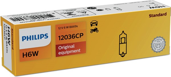 Glödlampa PHILIPS H6W BAX9s, Bak, Fram eller bak, Sidoinstallatio
