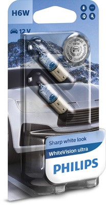 Glödlampa PHILIPS WhiteVision ultra H6W BAX9s, Bak, Fram eller ba