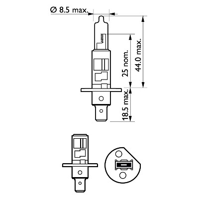 Halogenlampa PHILIPS LongLife EcoVision H1 P14,5s Philips 12258LL
