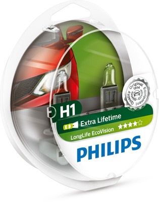Halogenlampa PHILIPS LongLife EcoVision H1 P14,5s Philips 12258LL