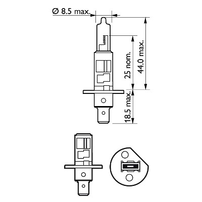 Halogenlampa PHILIPS VisionPlus H1 P14,5s 12V Philips 12258VPS2