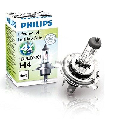 Halogenlampa  PHILIPS LongLife EcoVision H4 P43t-38 Philips 12342