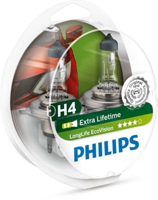 Halogenlampa  PHILIPS LongLife EcoVision H4 P43t-38 Philips 12342