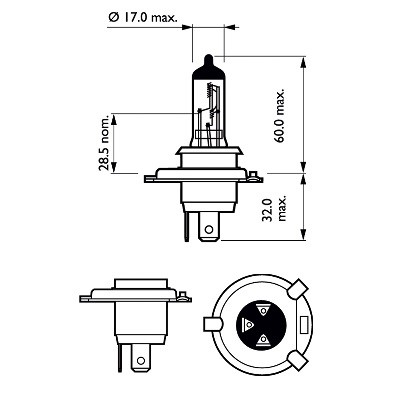 Halogenlampa  PHILIPS Vision H4 P43t-38