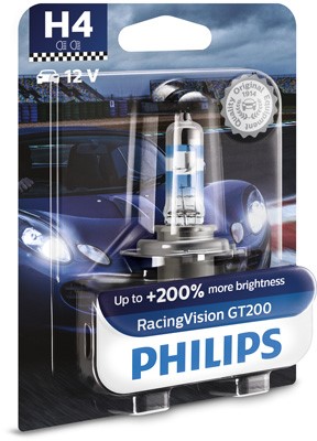 Halogenlampa  PHILIPS RacingVision GT200 H4 P43t-38 Philips 12342