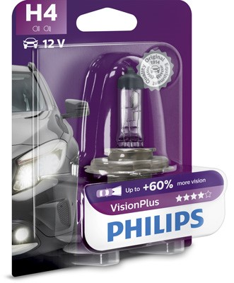 Halogenlampa  PHILIPS VisionPlus H4 P43t-38 12V Philips 12342VPB1