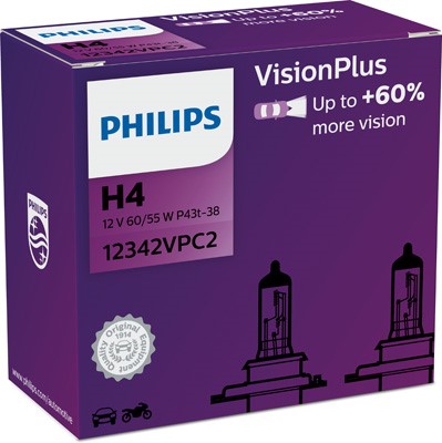 Halogenlampa  PHILIPS VisionPlus H4 P43t-38