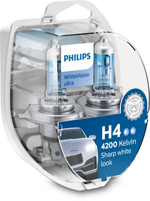 Halogenlampa  PHILIPS WhiteVision ultra H4 P43t-38 Philips 12342W