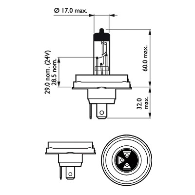 Halogenlampa PHILIPS Visio R2 (bilux) P45t-41 12V Philips 12475C1