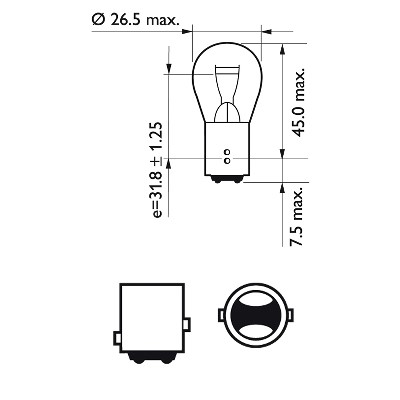 Glödlampa PHILIPS  PR21/5W BAW15d 12V Philips 12495CP