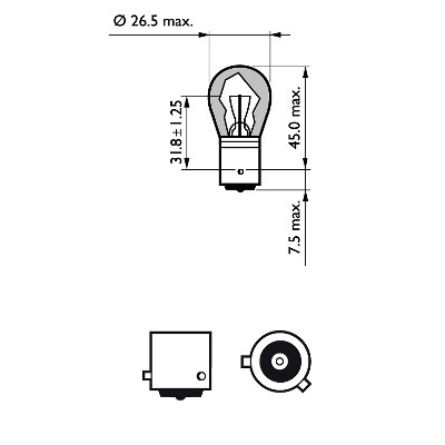 Glödlampa PHILIPS LongLife EcoVision PY21W BAU15s, Fram, Bak, Fra Glödlampa PHILIPS LongLife EcoVision PY21W BAU15s, Fram, Bak, Fra