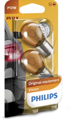Glödlampa PHILIPS  PY21W BAU15s, Fram, Bak, Fram eller bak, Baklu