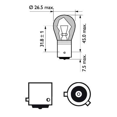 Glödlampa PHILIPS SilverVision PY21W BAU15s, Fram, Bak, Fram elle Glödlampa PHILIPS SilverVision PY21W BAU15s, Fram, Bak, Fram elle
