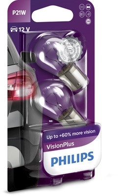 Glödlampa PHILIPS VisionPlus P21W BA15s, Bak, Fram, Fram eller ba