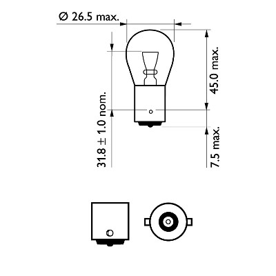 Glödlampa PHILIPS VisionPlus P21W BA15s, Bak, Fram, Fram eller ba