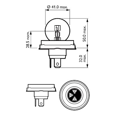 Halogenlampa PHILIPS R2 (bilux) P45t-41 12V Philips 12620C1