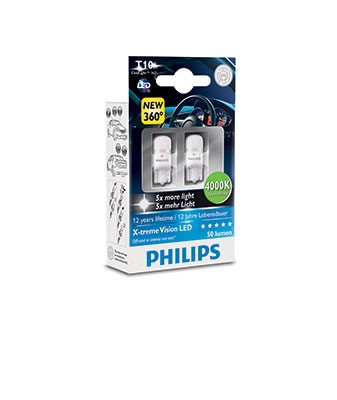 Glödlampa PHILIPS  LED W2,1x9,5d, Fram, Bak, Fram eller bak, Bakl