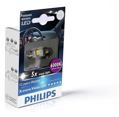 Glödlampa, innerbelysning PHILIPS  LED SV8,5-8, Fram, Bak, Fram e