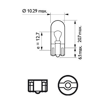 Glödlampa PHILIPS LongLife EcoVision W5W W2,1x9,5d, Bak, Fram, Si