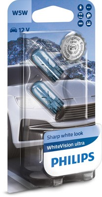 Glödlampa PHILIPS WhiteVision ultra W5W W2,1x9,5d, Bak, Fram, Sid