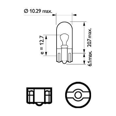 Glödlampa PHILIPS X-tremeVision Pro150 W5W W2,1x9,5d, Bak, Fram, 