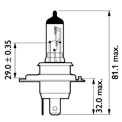 Halogenlampa PHILIPS MasterLife H4 P43t-38, Upptill Philips 13342