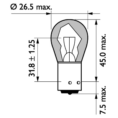 Glödlampa PHILIPS MasterLife PY21W BAU15s, Fram, Bak, Fram eller 