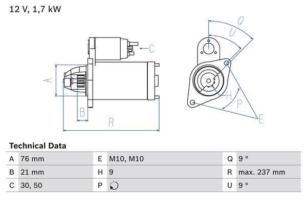 Startmotor 12V Bosch 0 986 021 980 BOSCH