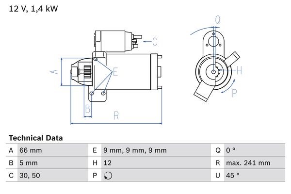 Startmotor 12V Bosch 0 986 024 980 BOSCH