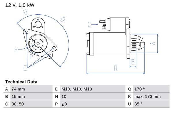 Startmotor 12V Bosch 0 986 025 290 BOSCH