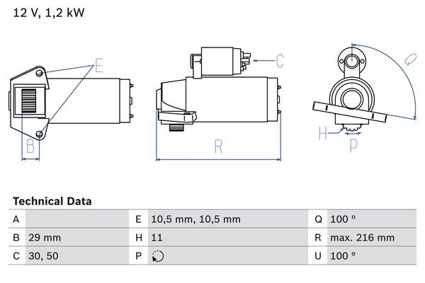 Startmotor 12V Bosch 0 986 028 010 BOSCH