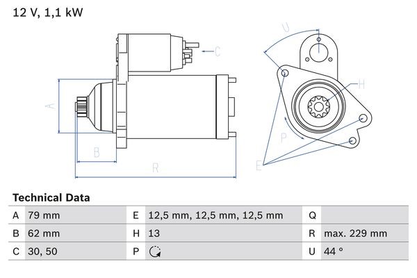 Startmotor 12V Bosch 0 986 029 110 BOSCH