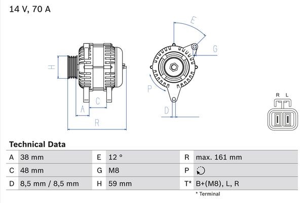 Generator 14V 70A Bosch 0 986 049 570 BOSCH