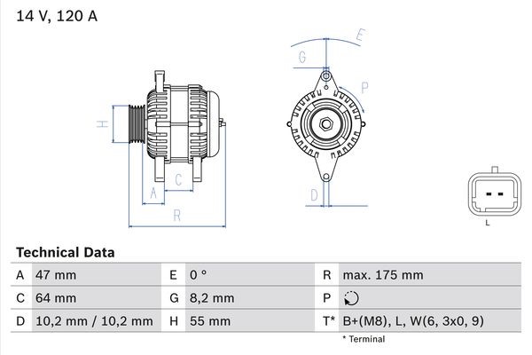 Generator 14V 120A Bosch 0 986 049 650 BOSCH