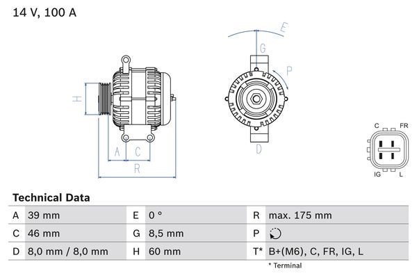 Generator 14V 100A Bosch 0 986 082 420 BOSCH