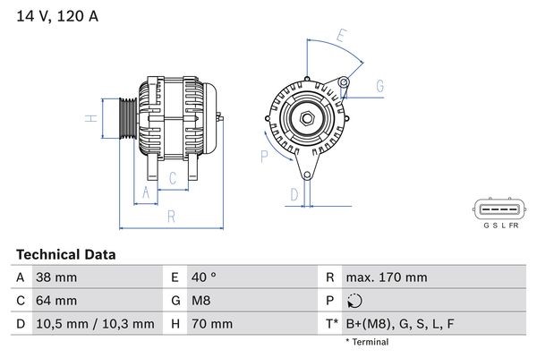 Generator 14V 120A Bosch 0 986 082 720 BOSCH