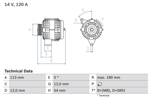 Generator 14V 120A Bosch 0 986 083 300 BOSCH